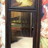 Large trumeau in natural wood with oil painting on panel.