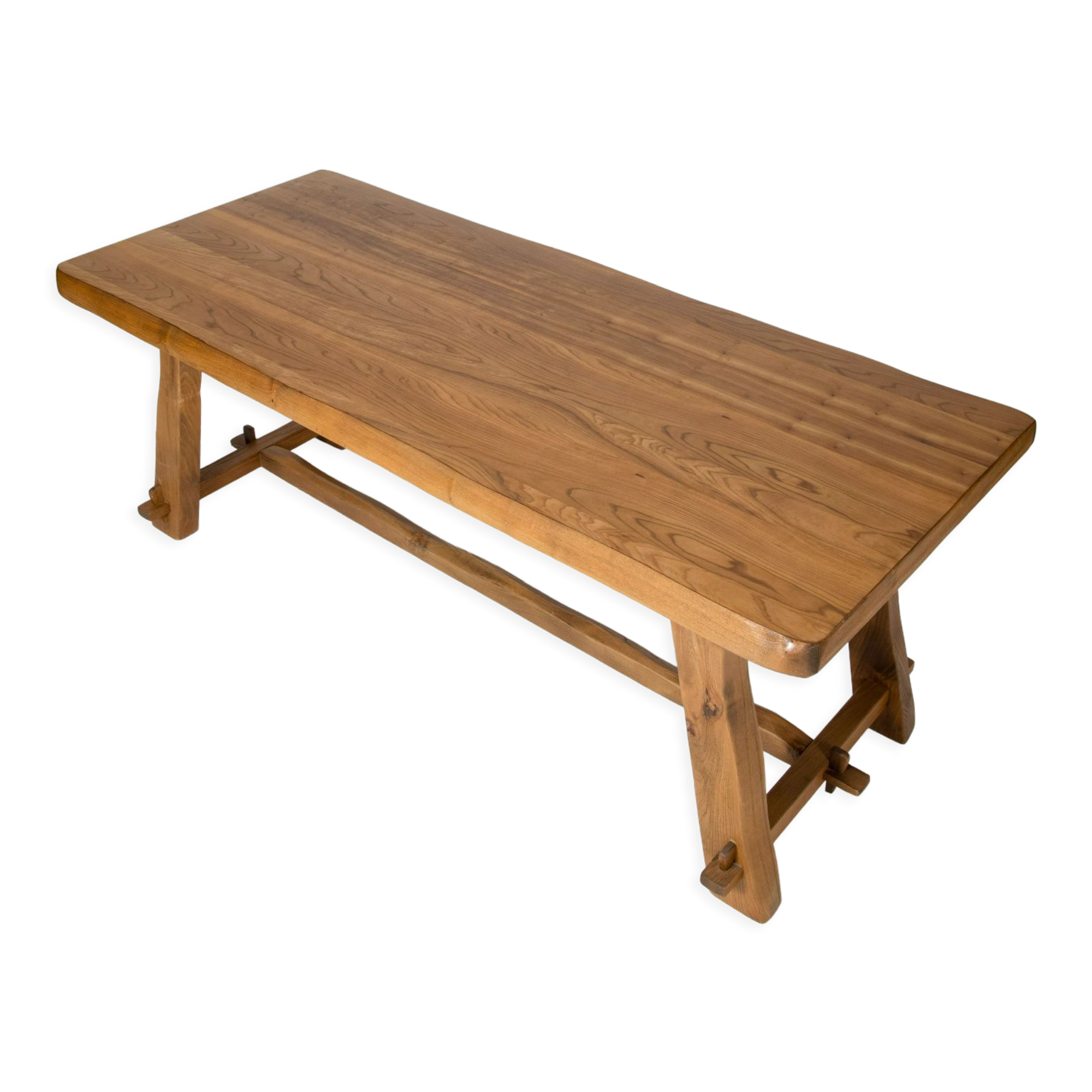 Elm table by Aranjou, France 1970s