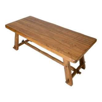 Elm table by Aranjou, France 1970s