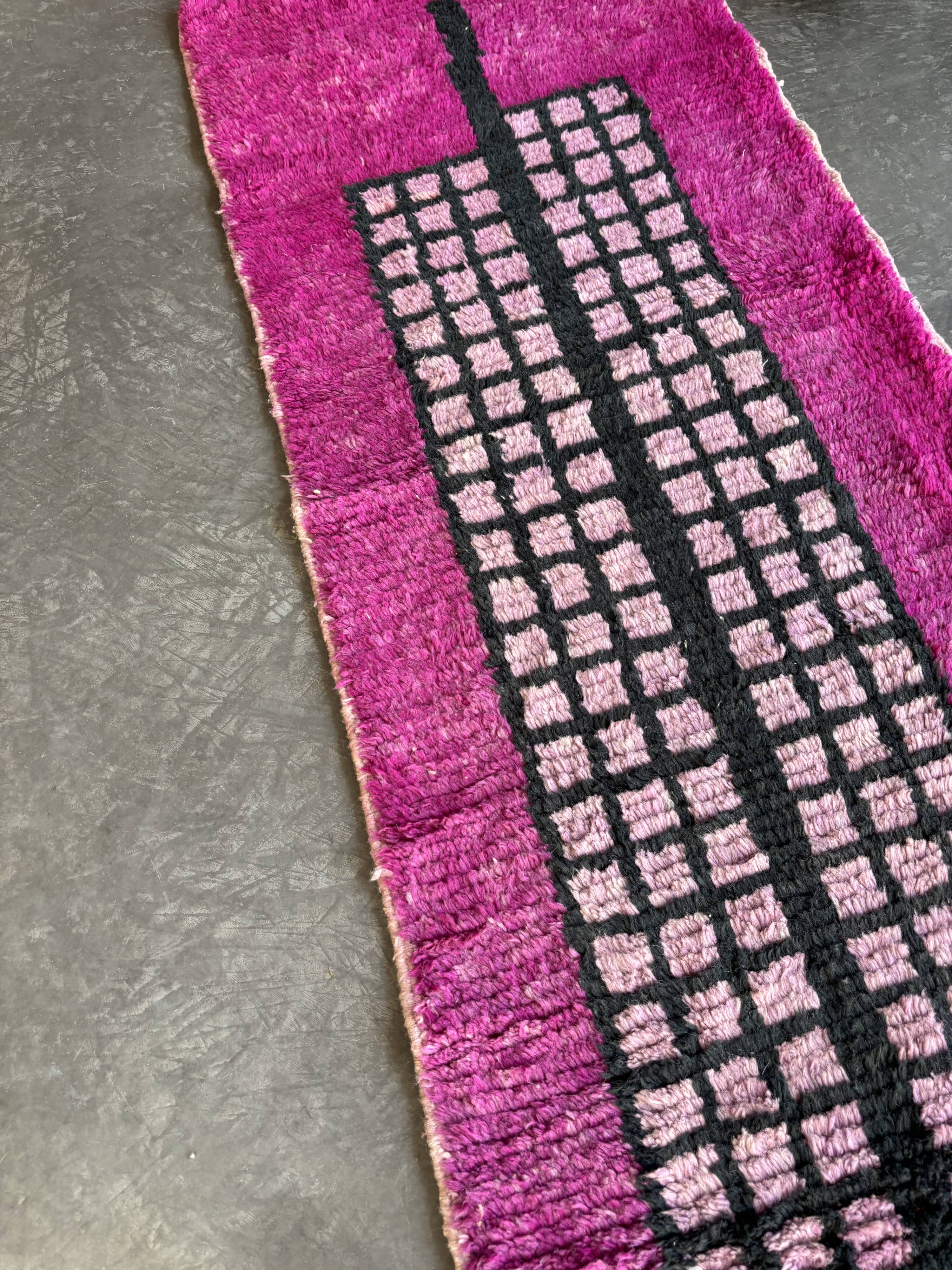 New purple berber wool rug 75x355