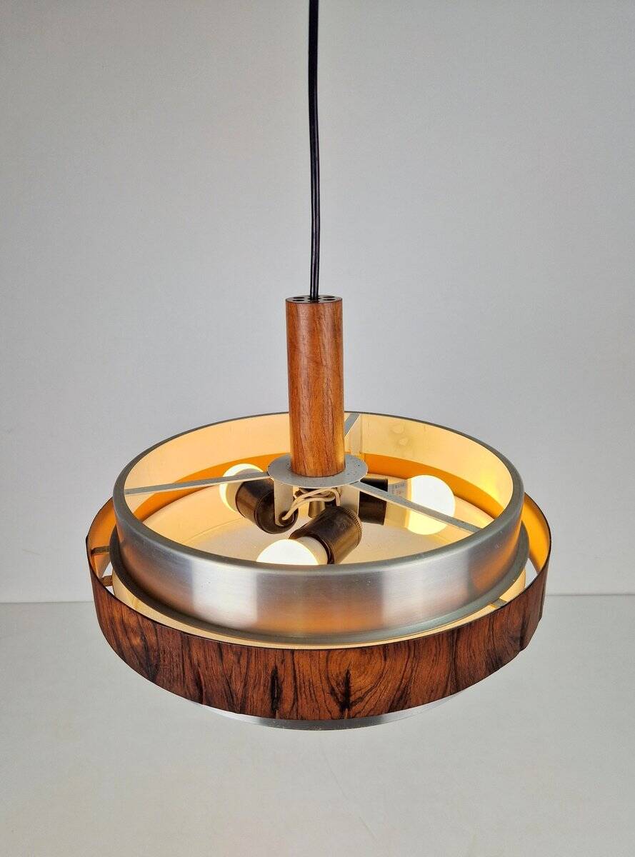 Vintage Scandinavian Pendant Lamp in Teak, 1960s