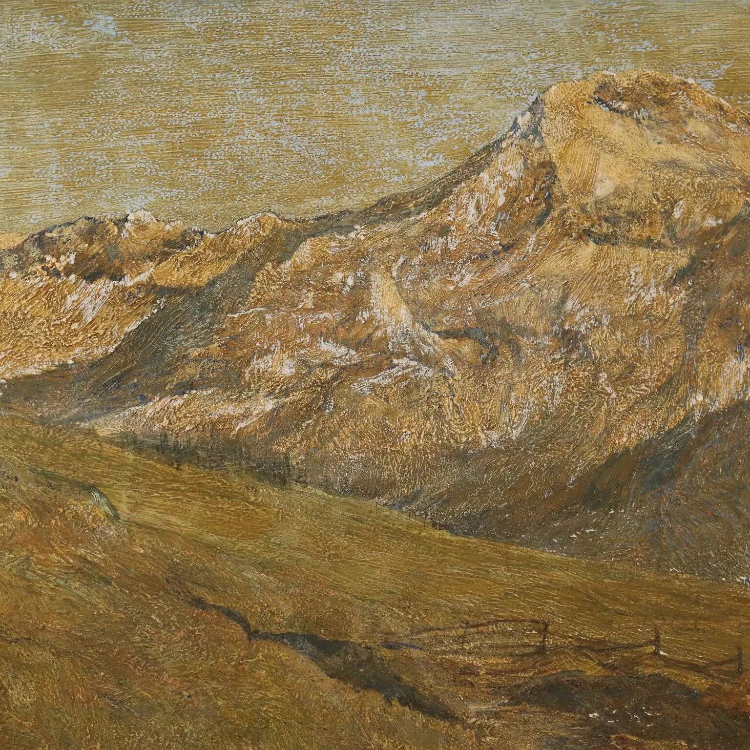 Modern painting signed G. Federici, mountain landscape, oil on canvas.