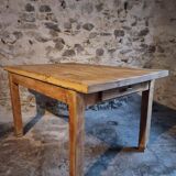Vintage French baker's work table in chestnut, 1960s.