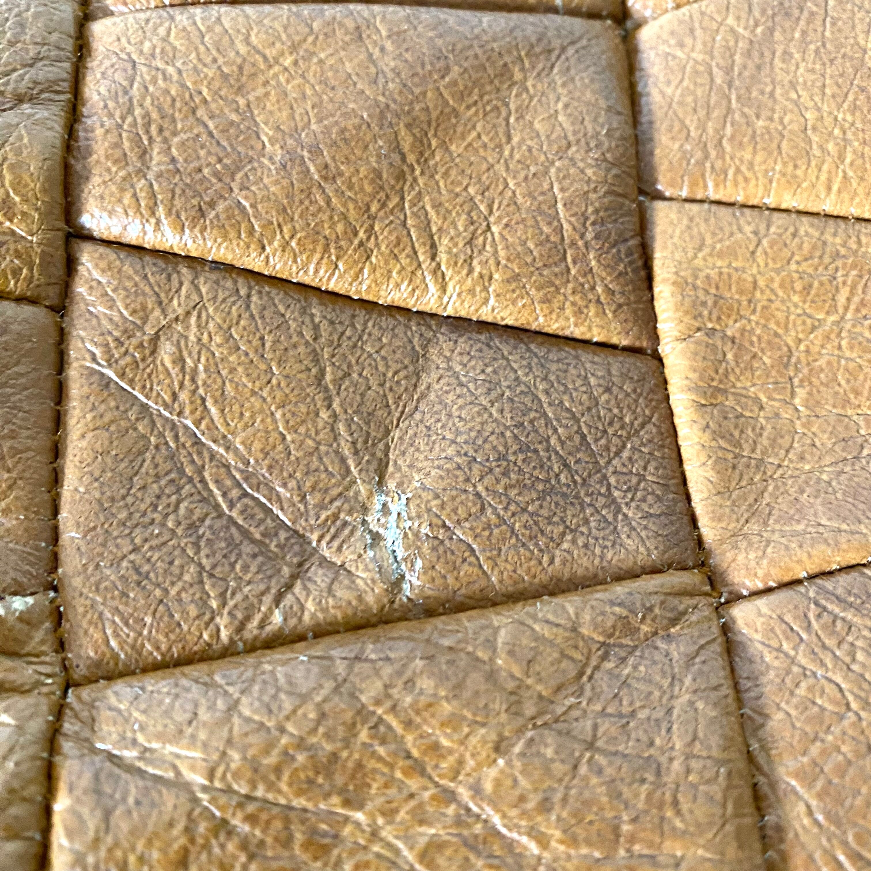 Patchwork leather pouf 70s