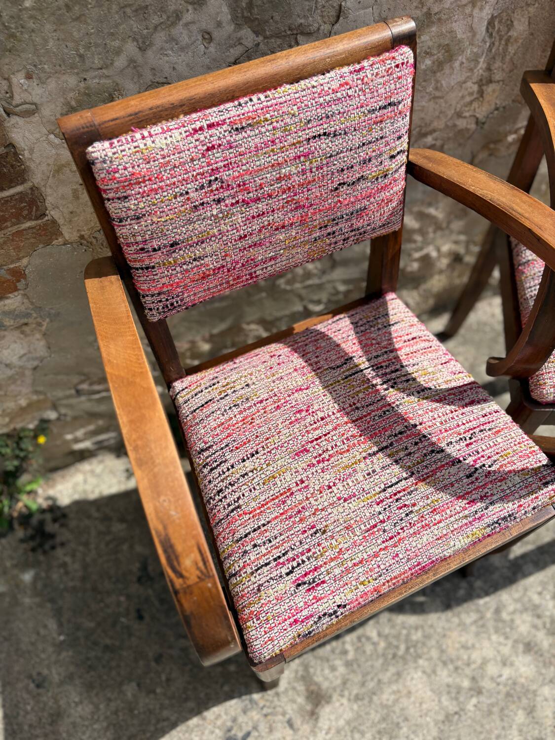 Pair of 1960s bridge chairs in Nobilis fabric