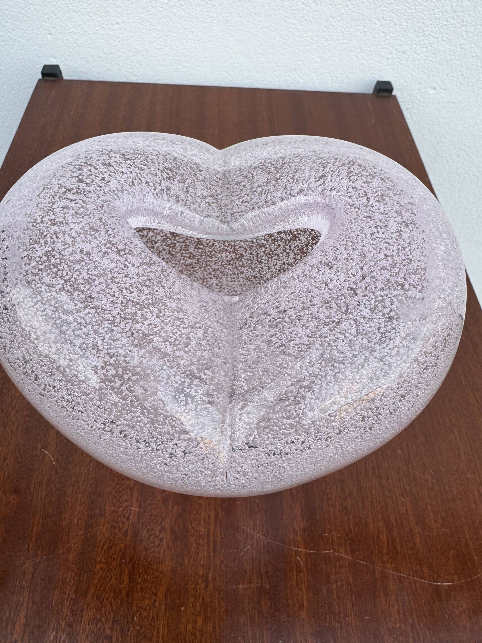 Heart-shaped bubble glass vase from the 1960s.