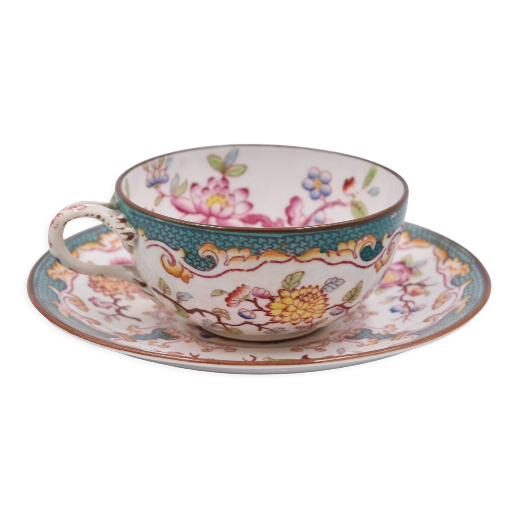 Cup and under cup Sarreguemines décor Minton n°248