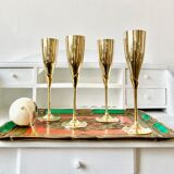 4 brass champagne flutes