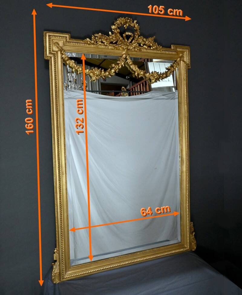 Gilded Wood Mirror, Louis XVI Style – Part 2 of the 19th Century