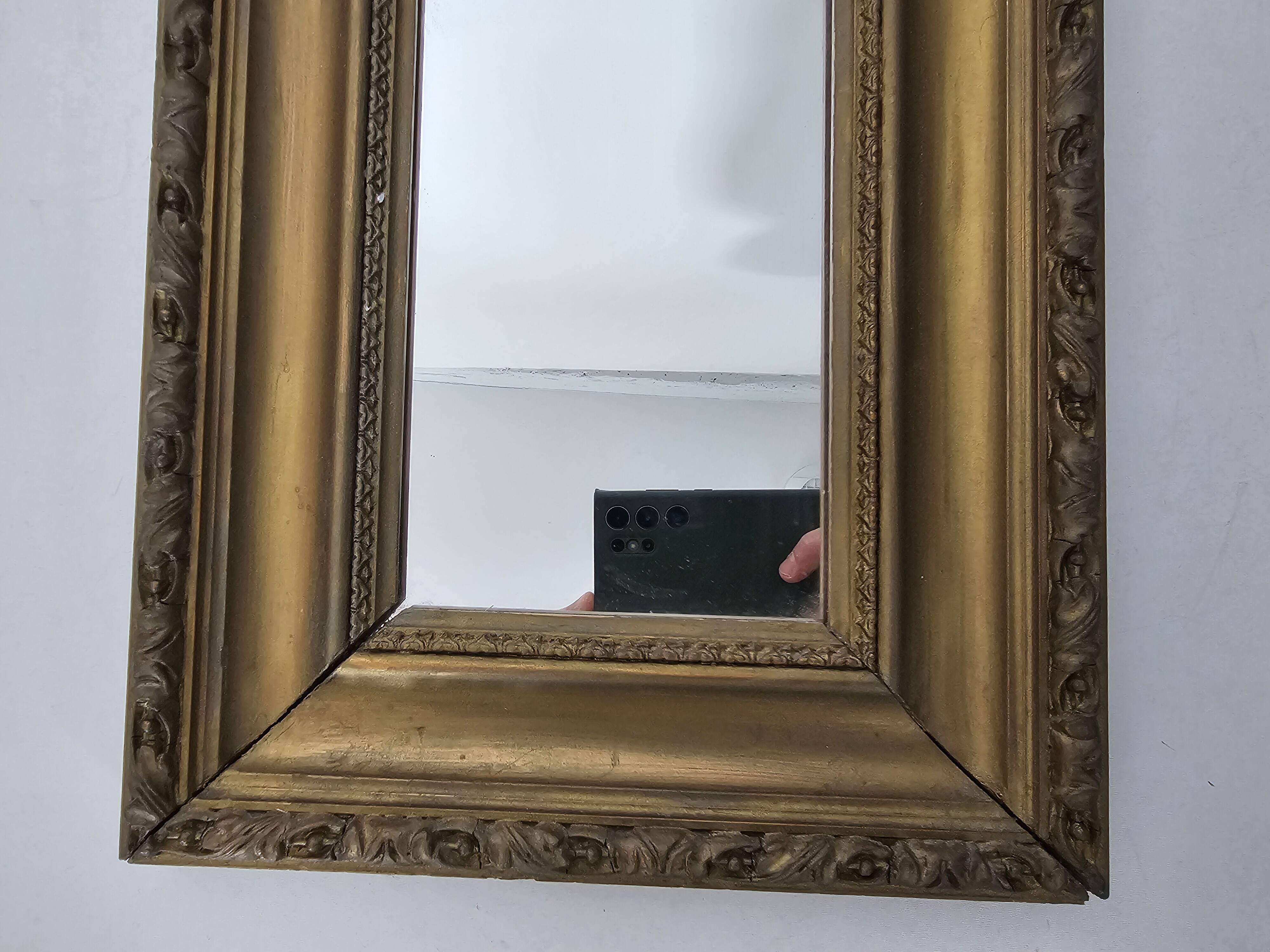 Antique Rectangular Mirror with a gilded wooden frame 35cm x 27cm