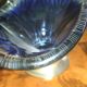 Two-tone crystal fruit bowl with wheel-work design on a silver-plated metal base, circa 1930