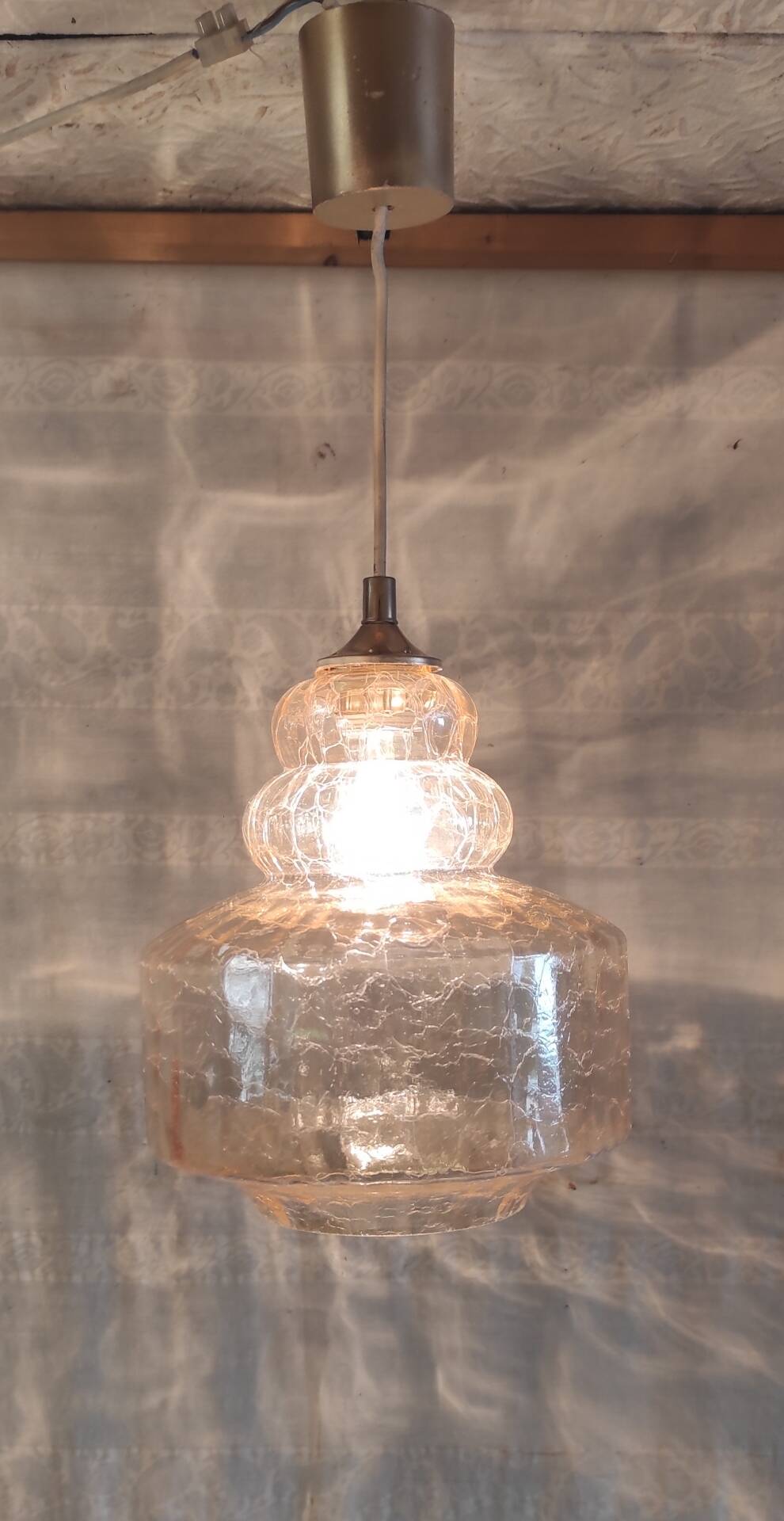 Amber glass Scandinavian suspension style - 1960s-70s