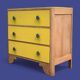 Commode art déco jaune poudré et bois brut