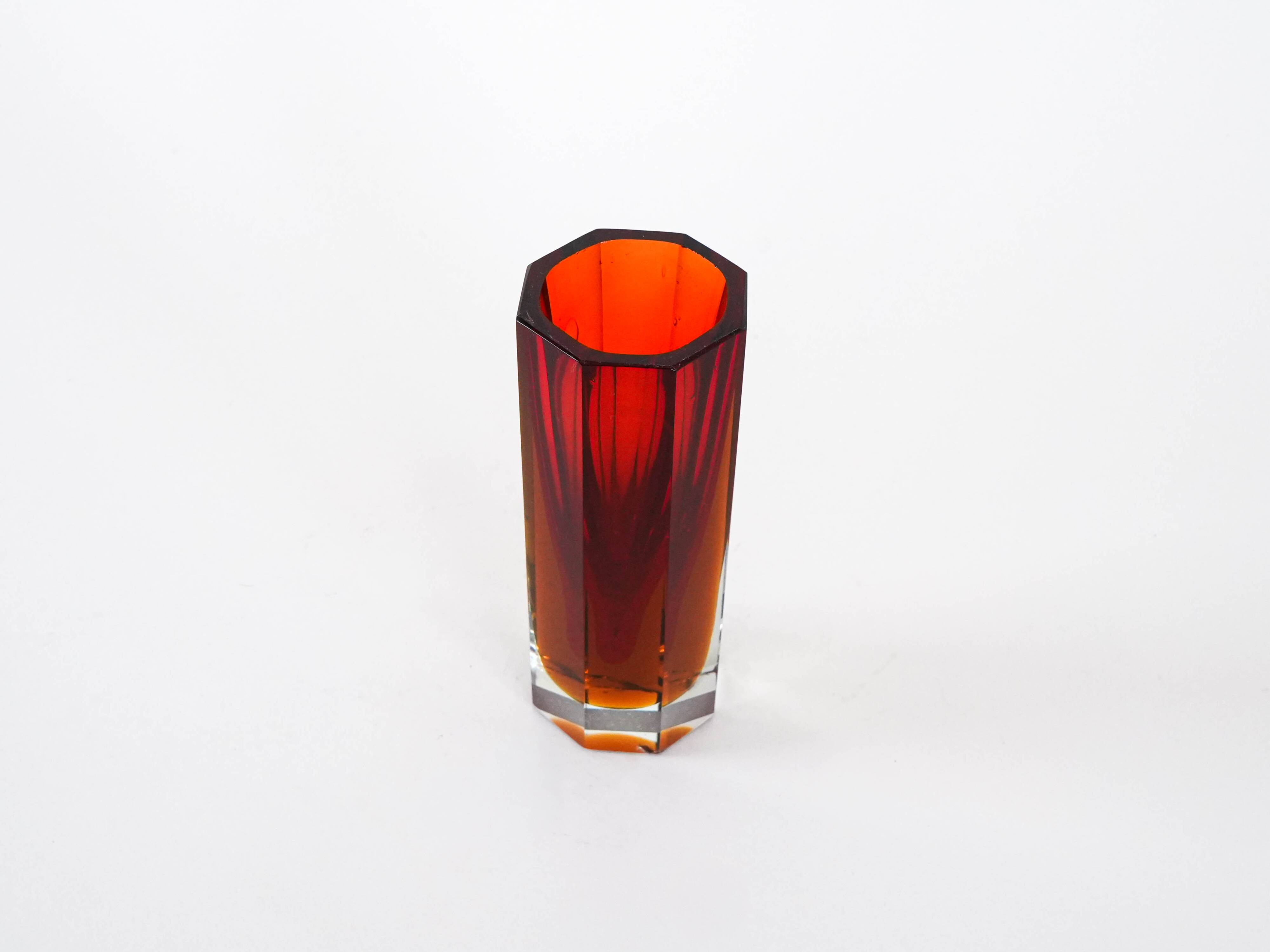 Red glass vase, Czech design, 1960s, made in the Czech Republic