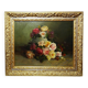 Grand tableau ancien huile sur toile, bouquet de roses, signé, vers 1890-1910
