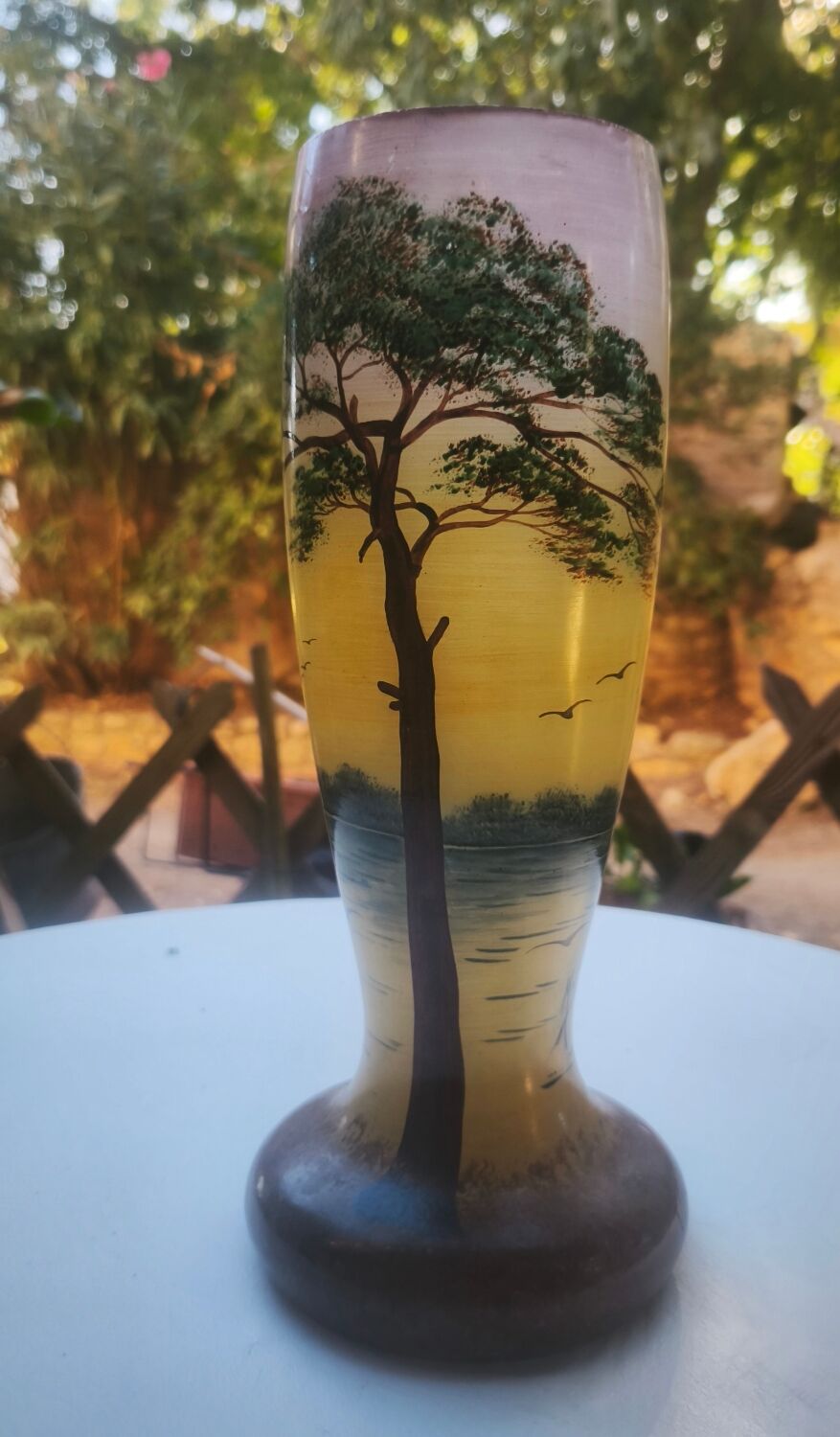 Vase with lake decoration signed Michel