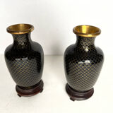 Pair of cloisonné brass vases
