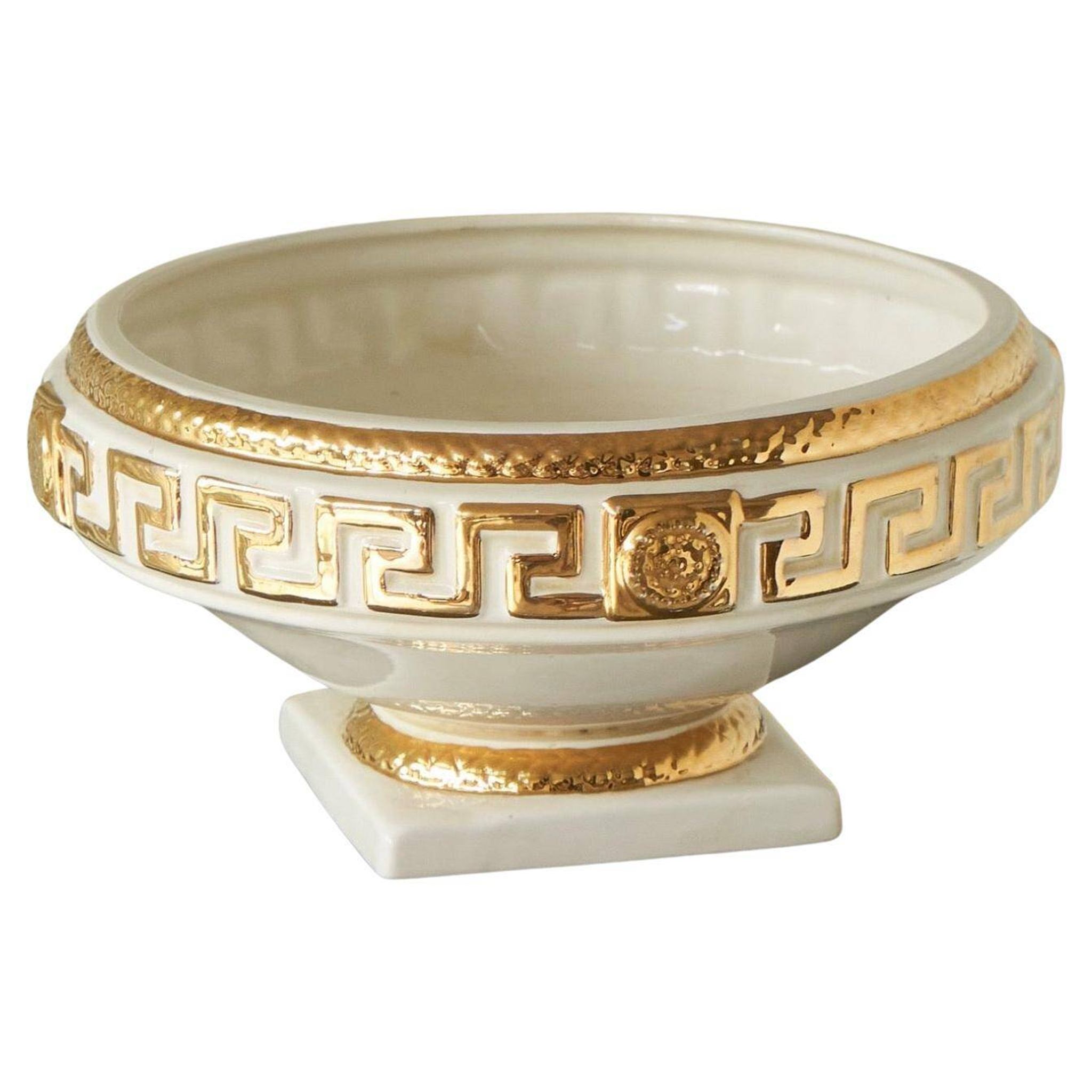 Large central piece Italian pottery in the style of Gianni Versace from the 1970s.