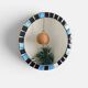 Round mosaic mirror in the style of Vallauris, France circa 1970.
