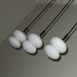 Set of 3 mid century opal glass organically shaped pendant lights, 1960s