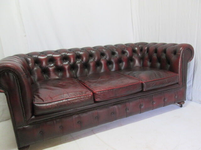 Sofa english chesterfield 3 places leather