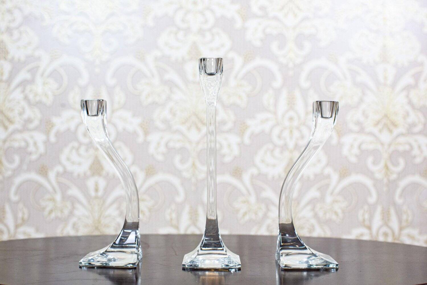 Bougeoirs en verre vintage, années 1950, ensemble de 3