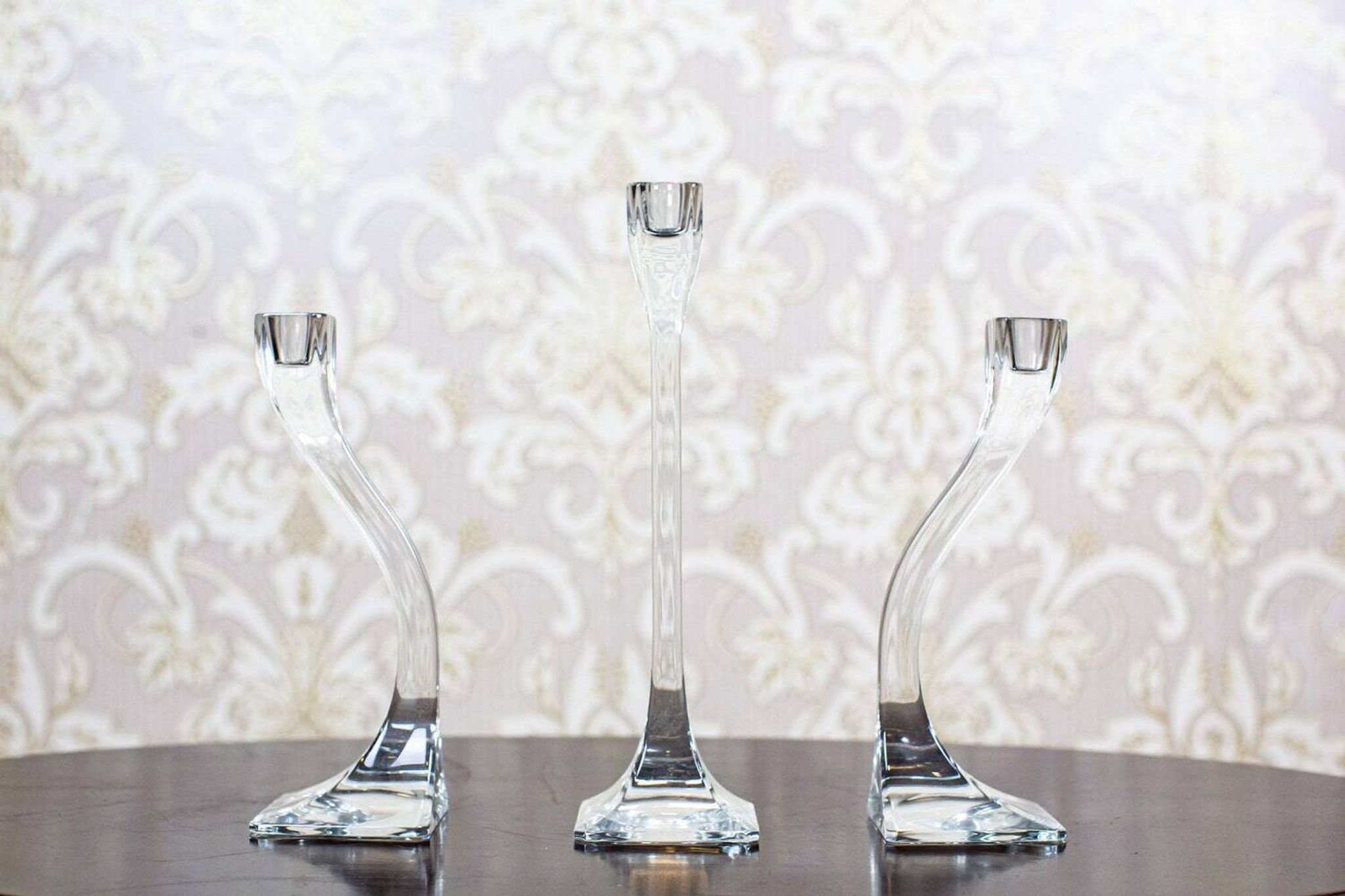 Bougeoirs en verre vintage, années 1950, ensemble de 3