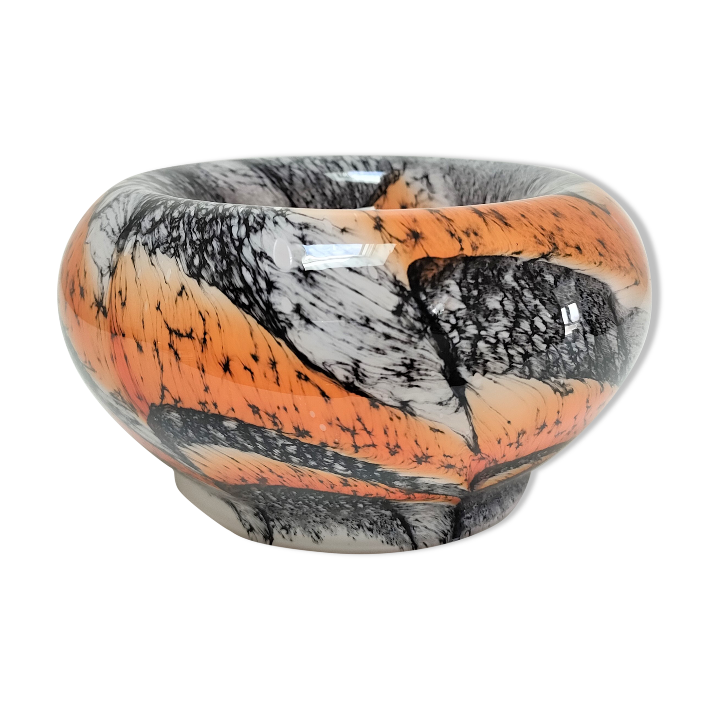 Empty pocket Carlo Moretti opaline glass orange and black design