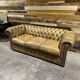 Chesterfield 3-seater leather sofa - 1960s