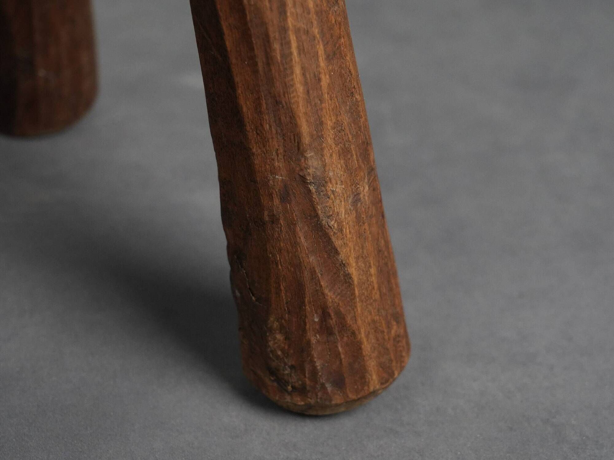 Robust primitive solid wood stool, Europe, 1970s