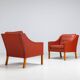 Borge Mogensen cognac leather lounge chairs Fredericia Stolefabrik Denmark 1963