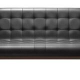 Vintage Scandinavian teak and leather sofa