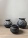 Lot of 3 ancient pots from Indonesia, black terracotta, wabi-sabi.