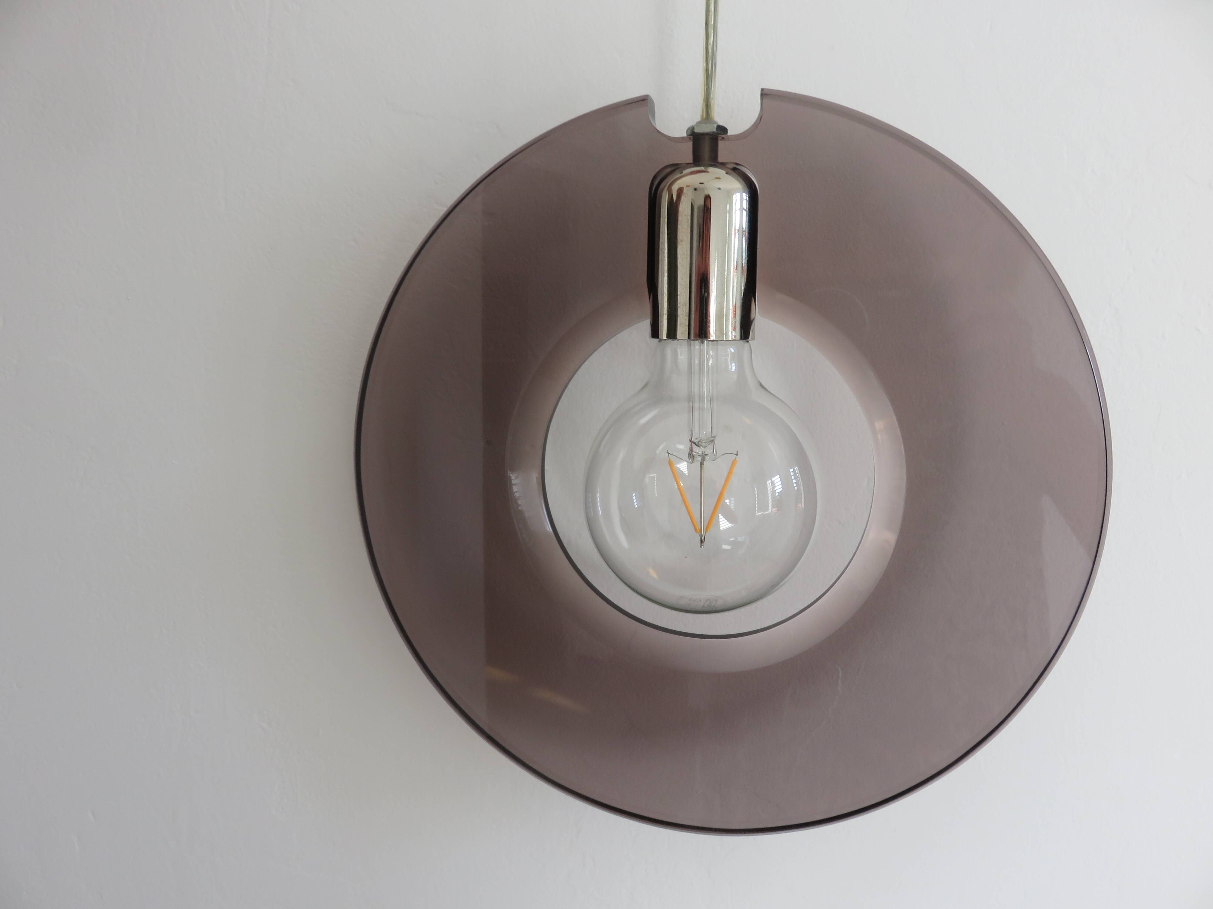 suspension in plexiglass and chrome space age brown mauve colour 70s 80s
