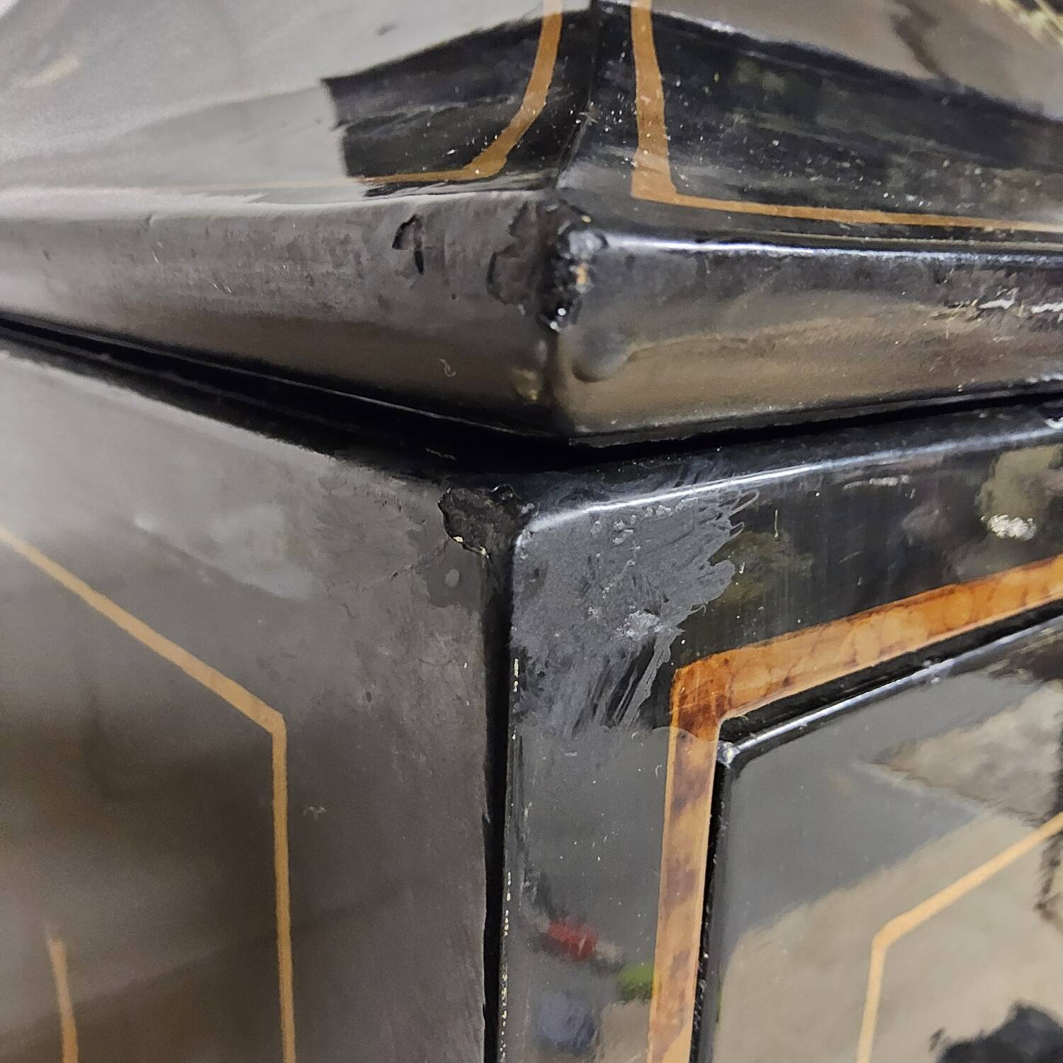 Vintage Chinese pagoda cabinet traditional scene (bohemian)