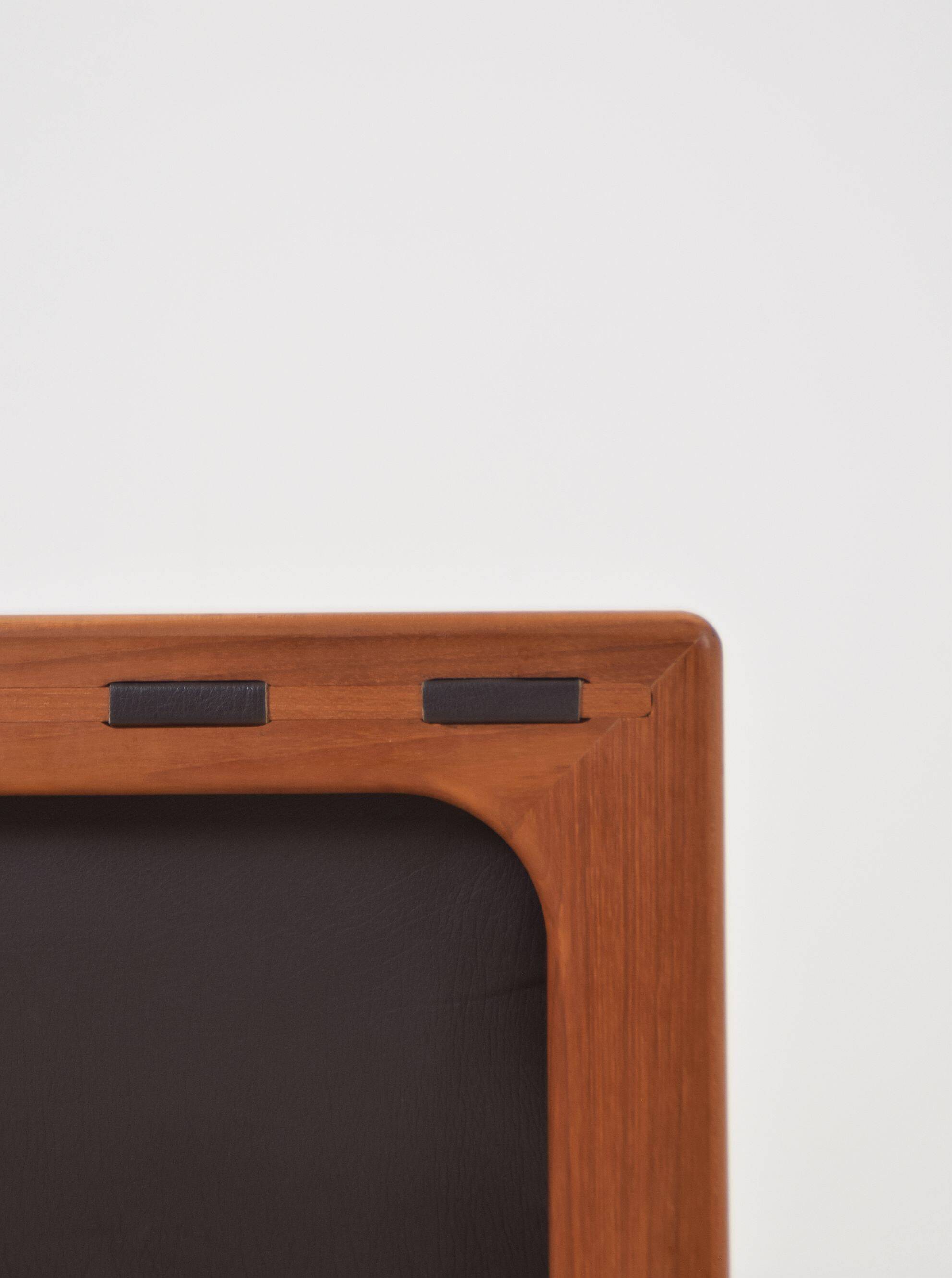 Danish double magazine holder in teak and leather by Salin Møbler, 1970s