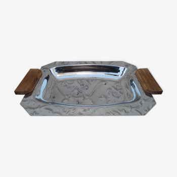 Basket or hollow plate silver metal Art Deco