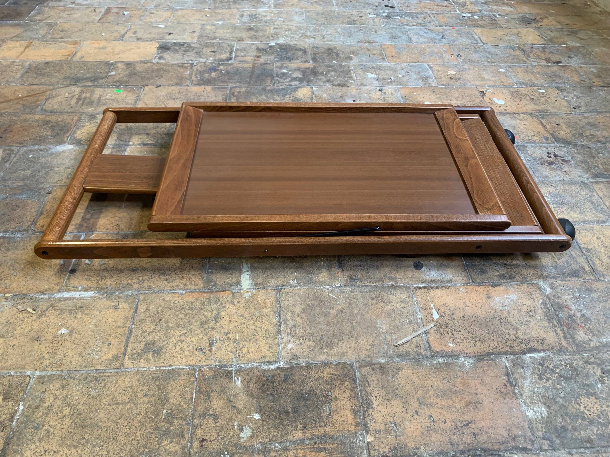 Mid-century modern folding wooden service trolley from the 1960s