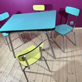 Formica table with extensions and 4 chairs 1950