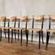 Series Set of 6 vintage bistro chairs in curved wood