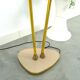 1950s floor lamp with pink and green shade and gold-coloured legs