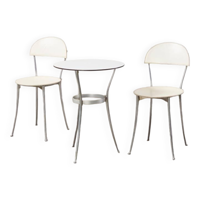 Enzo Mari Paire de Chaises Tonietta + Table Trevi pour Zanotta Italie 1985