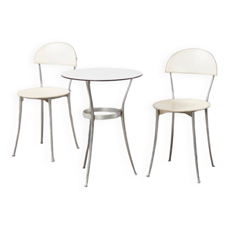 Enzo Mari Paire de Chaises Tonietta + Table Trevi pour Zanotta Italie 1985