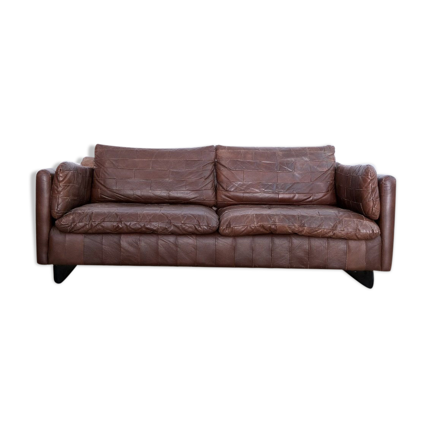 Mid-century patchwork leather sofa in the style of De Sede, 1970s