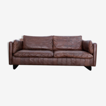 Mid-century patchwork leather sofa in the style of De Sede, 1970s