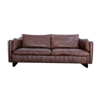 Mid-century patchwork leather sofa in the style of De Sede, 1970s