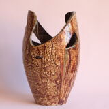 Freeform open worked vase by "Les potiers d'Accolay", France 1970s.