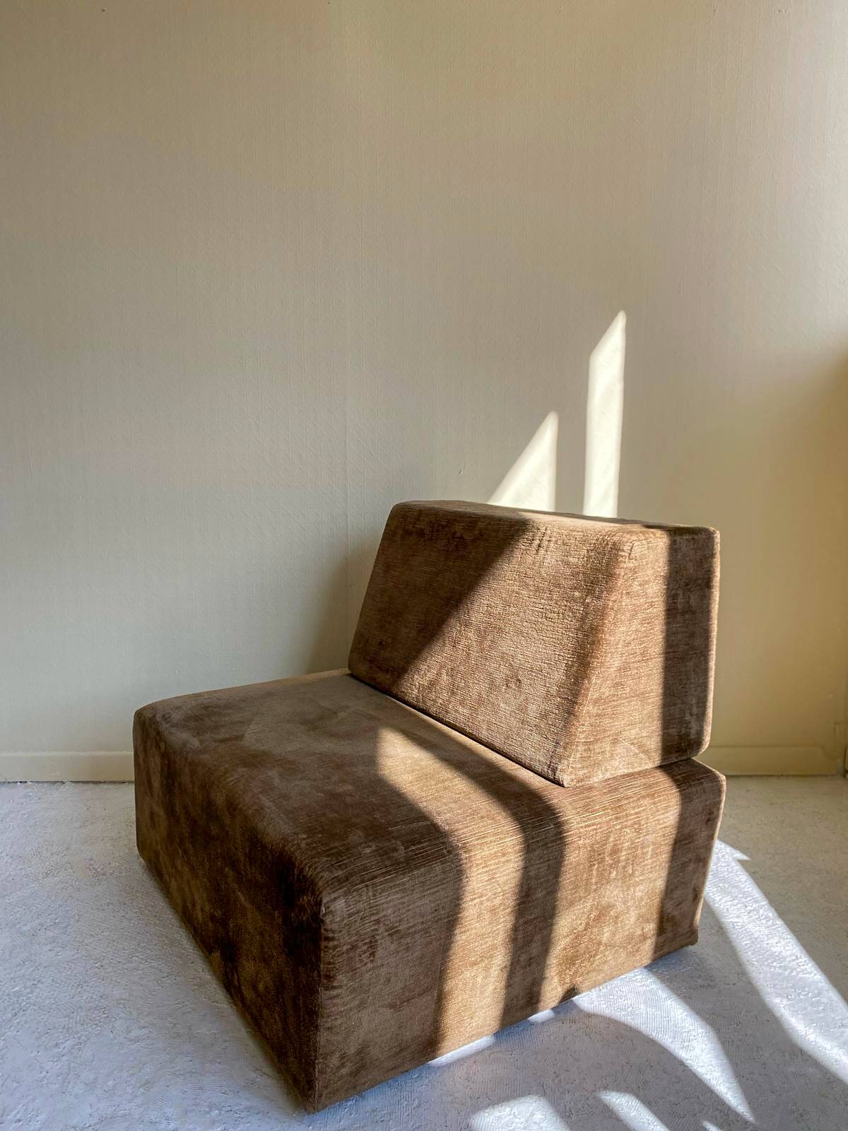 Vintage brown velvet armchair from the 1970s