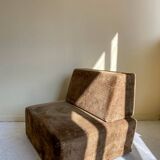 Vintage brown velvet armchair from the 1970s