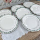 Lot de 7 assiettes à dessert en faïence Longwy France modèle Trianon